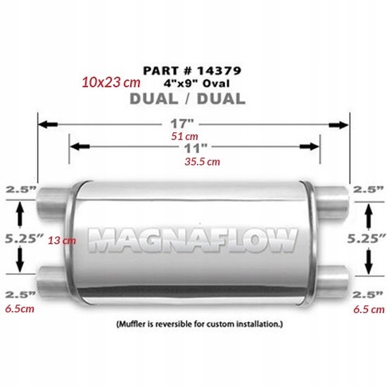 Magnaflow Глушник MagnaFlow 4x9" 2,5" / 2,5" 63 мм / 63 мм нержавіюча сталь 14379