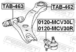 TAB 462 FEBEST САЙЛЕНТБЛОК ЗАДНІЙ ПЕРЕДНЬОГО ВАЖЕЛЯ