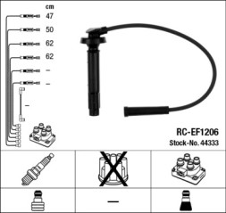 44333 NGK 44333 Комплект ізольованих проводів для свічок запалення RC EF1206