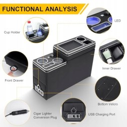 AD BRAKE B0D5M87DNH Центральна консоль VW T4 T5 T6 T7 екошкіра LED USB шкіряна сталева