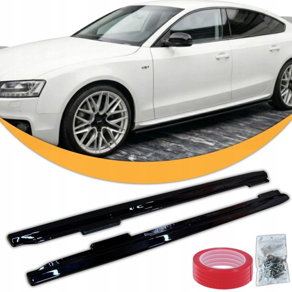 Китай Dokładki boczne AUDI A5 8T S-LINE 2007-2017 SPORTBACK 4 DOOR Накладки на пороги AUDI A5 8T S LINE SPORTBACK Чорний глянець Бокові пороги