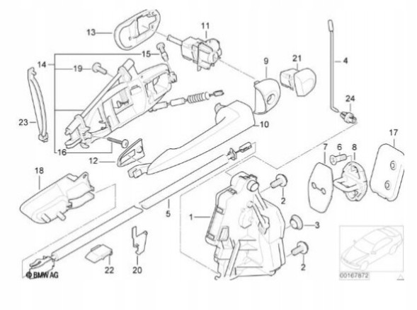 BMW OE 51217048281 КРОНШТЕЙН ДВЕРНОЇ РУЧКИ ЛІВИЙ BMW E46 КАБРІОЛЕТ КУПЕ