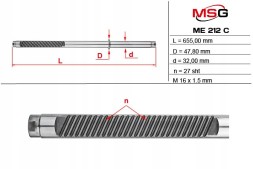 MSG ME212C Планка зубчаста рульової передачі Mercedes CL C215 99-06, S-Class W220