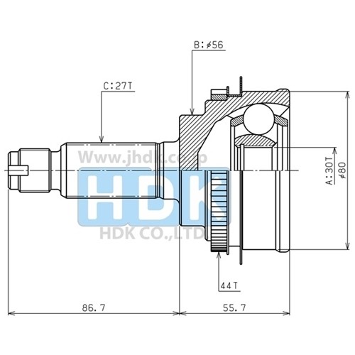 FU 028A44 HDK Шарнір рівних кутових швидкостей з елементами монтажу