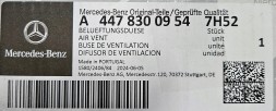 Mercedes-Benz OE A44783009547H52 БІЧНА ПРАВА РЕШІТКА ВЕНТИЛЯЦІЇ ПРИПЛИВУ ПОКРІВЛІ MERCEDES VITO КЛАС V 447