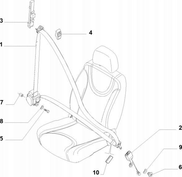Fiat OE YGM1661 Передній ремінь безпеки лівий Scudo Jumpy Expert II