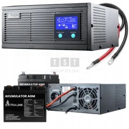 Asso 14.6141 Комплект extralink piorun 1200va/1000w інвертор + 2x extralink agm 12v 100ah