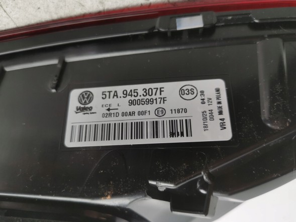 Volkswagen OE 5TA945307F, DWP537515OE Задня ліва LED фара VW Touran III 5T 5TA945307F Нова оригінальна