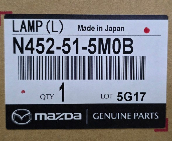Mazda OE N452515M0B Задній ліхтар бампера лівий MAZDA MX-5 2024+ НОВИЙ OE