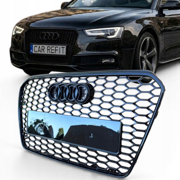 Китай Grill Plaster Miodu Audi A5 8T 2013 -2016 Polift Решітка радіатора для Audi A5 8T 2013-2016, чорний глянець, стільники RS