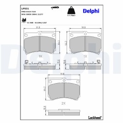 LP531 DELPHI Комплект гальмівних колодок з 4 шт дисків