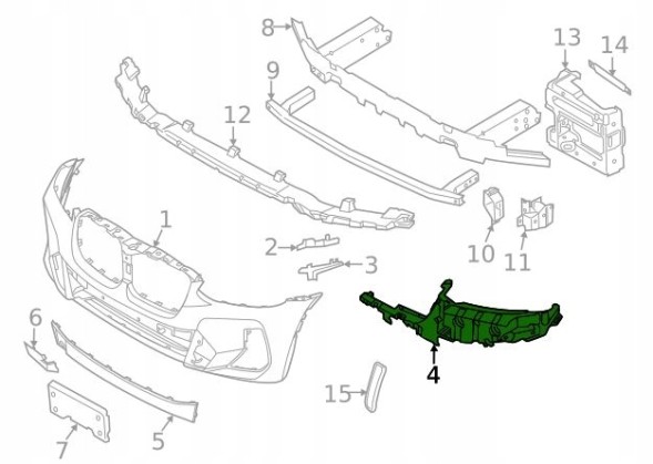 Китай 51118081895 / 8081895 M PAKIET РУЧКА КРІПЛЕННЯ БАМПЕРА BMW X3 G01 LIFT M ПАК ЛІВА