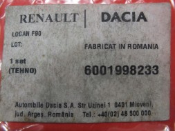 Dacia OE 6001998233 DACIA LOGAN II Спинка сидіння