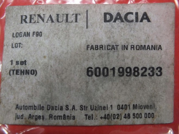 Dacia OE 6001998233 DACIA LOGAN II Спинка сидіння