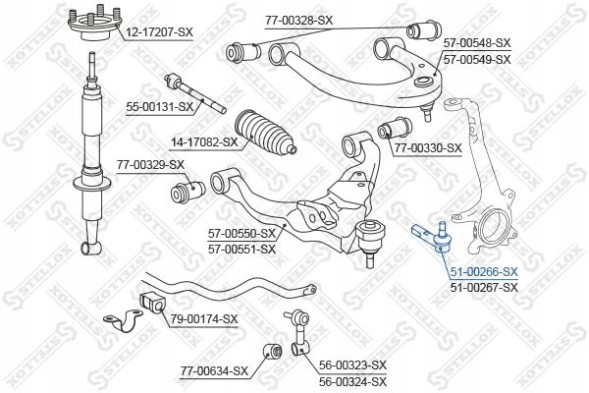 Stellox 51-00266-SX Наконечник поперечної рульової тяги