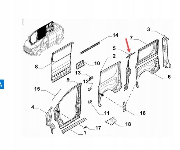 Renault OE СТІЙКА ЛІВА ЦЕНТРАЛЬНА RENAULT ВЛУЧНА III IV VIVARO 2014-2024 786611275R