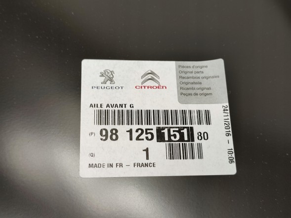Citroen OE 9812515180 CITROEN C3 III КРИЛО ПЕРЕДНЕ ЛІВЕ ОРГ