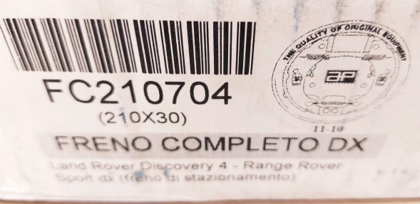 LAND ROVER OE АНКЕРНИЙ ДИСК ПРАВА ГАЛЬМІВНА ЩЕЛЕПА FC210704 DISCOVERY 4