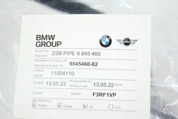 BMW OE 9845460 13909845460 ТРУБКА ВІДВЕНТИЛЯЦІЇ ПАЛИВНОГО БАКА BMW G05 X5 G06 X6 G07 X7 M60iX LCI