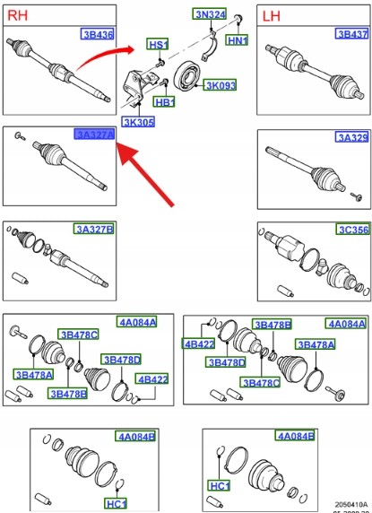 Ford OE ШАРНІР ЗОВНІШНІЙ ПЕРЕДНІЙ FORD FOCUS MK2 2007- 1722076 _ 3M51-3A327-AF