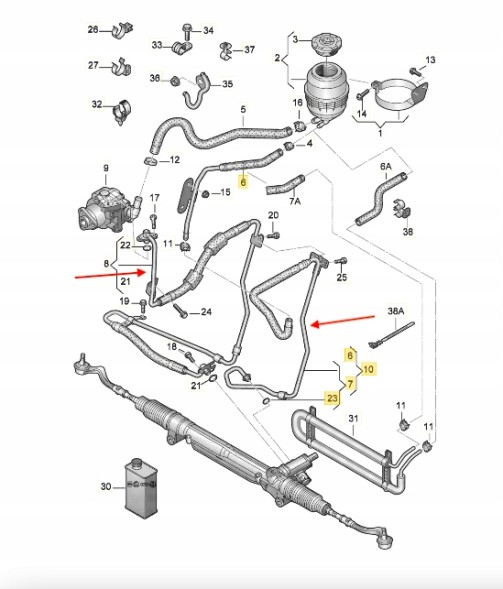 ATL 8K1422891AD 8R1422893AD Eacs audi q5 8r 2.0 tfsi комплект проводів гідропідсилювача повернення та живлення