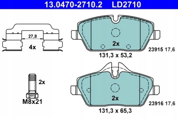 ATE ATE-13.0470-2710.2-ZS1 Колодки гальмівні ate 13.0470-2710.2