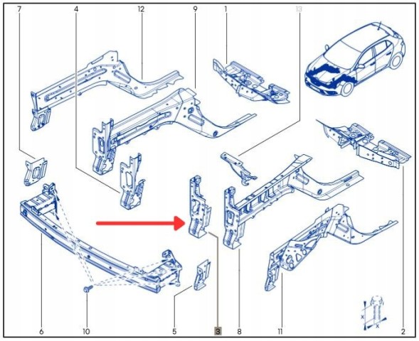 Renault OE 504173138R Кріплення передньої балки до лівого лонжерона RENAULT MEGANE IV, TALISMAN