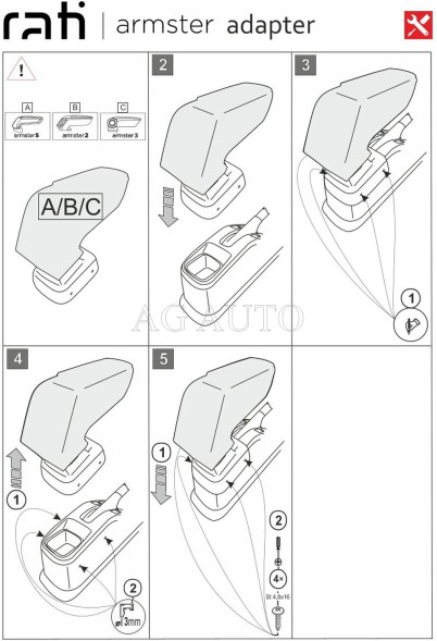 Rati 62.V01721 Підлокітник Armster 3, Fiat Sedici, 2006-2016 р.в