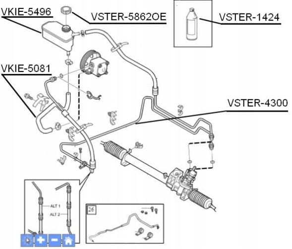 Professional Parts Sweden 8684300V Трубка гідропідсилювача керма VOLVO S80 V70 S60 до 2004 бензин без турбо VIN №