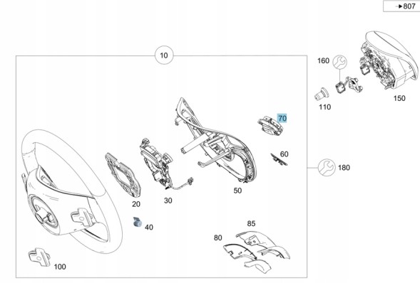Mercedes-Benz OE 222 905 06 04 2A17 ПЕРЕМИКАЧІ КЕРМОВОГО КОЛЕСА MB A2229050604