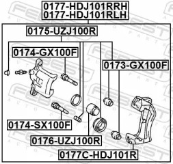 Febest 0177-HDJ101RRH Гальмівний супорт 0177-hdj101rrh febest lexus toyota