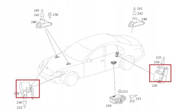 Mercedes-Benz OE MERCEDES W211 УНІВЕРСАЛ ДАТЧИК ВИРІВНЮВАННЯ СВІТИЛЬНИКІВ A0105427617