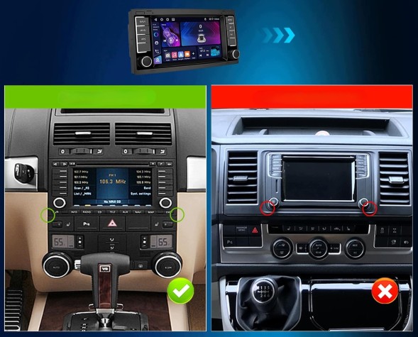 Unknown A3854 Автомобільне радіо з GPS навігацією, сенсорним екраном, CarPlay, 4GB RAM, 64GB пам'яті для Touareg