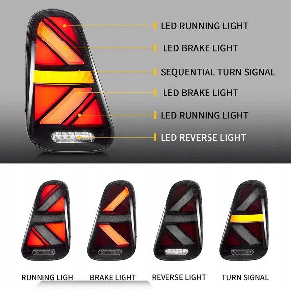 VLAND LDMC26 510191-2 mhm Задні ліхтарі комплект Vland Led Bar Neon Діодні Тюнінг Mini Cooper r50 r52 r53 01-