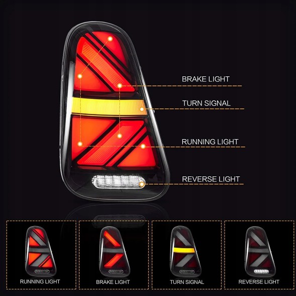 VLAND LDMC26 510191-2 mhm Задні ліхтарі комплект Vland Led Bar Neon Діодні Тюнінг Mini Cooper r50 r52 r53 01-