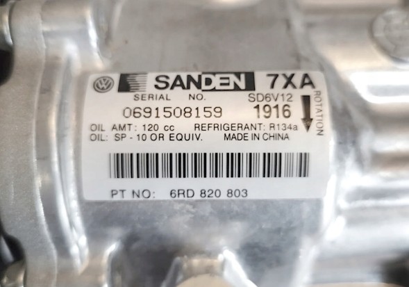Volkswagen OE 6RD820803 6RD820803D 6R0820803A 1S0820803B 1S0820803C 1S0820803F 6R0820803A 6RF820803A 6RF820803C 6RF820803E SD6V12-1916 6RD820803 КОМПРЕСОР КОНДИЦІОНЕРА MII CITIGO UP 1.0 ПОЛО 1.6 ОРИГ