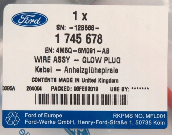 Ford OE 4M5Q-6M091-AB Шнур свічок розжарювання mondeo mk4 s-max mk1-1745678 _ 4м5q-6м091-ab
