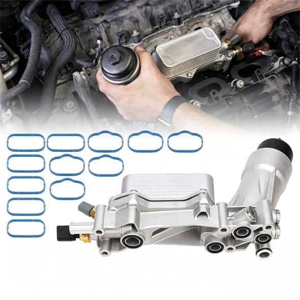 Китай 68105583AF Основа корпусу масляного фільтра, охолоджувач для Dodge Chrysler Jeep 3.6, покращена версія.