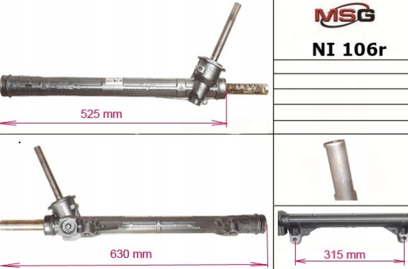 MSG NI106NEW Рульова рейка Renault Modus 04-08, Clio III 05-12, Micra 03-10
