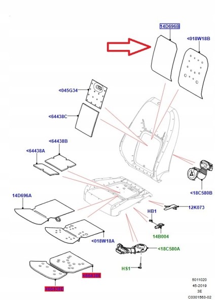 Land Rover OE Підігрів сидіння переднього крісла Land Rover LR132405