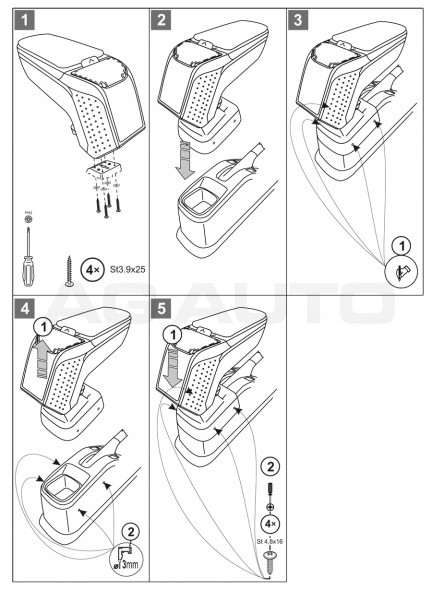 Rati V00262 Armster2-Чорний підлокітник для Fiat Sedici, 2006-2014;Suzuki SX4, 2006-2014