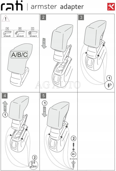 Rati V05310A Підлокітник Armster 3, Citroen C-Elysee; Peugeot 301, 2012-, тканина
