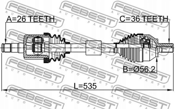 Febest 2714-S40LH Febest передній лівий привід