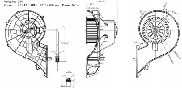 CHINA B8823/24V Двигун повітродувки обігрівача renault gama t volvo]