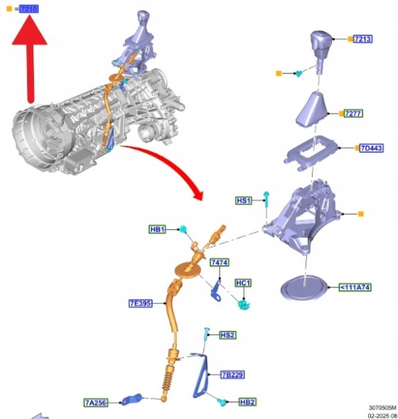 Ford OE JB3P-7K004-CAZHTE, JB3Z7210CB ВАЖІЛЬ ПЕРЕМИКАННЯ ПЕРЕДАЧ 10R80 АВТОМАТ РЕЙНДЖЕР 2020- 5798679 _ JB3P-7K004-CAZHTE