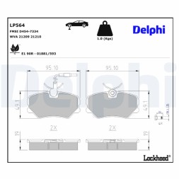 LP564 DELPHI Комплект гальмівних колодок з 4 шт дисків