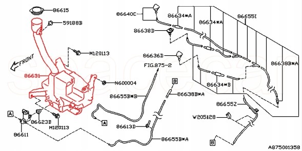 Subaru OE 86631AN00C Бачок омивача скла USA SUBARU LEGACY OUTBACK 2019-