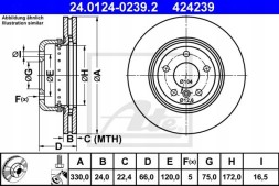 ATE 24.0124-0239.2 Ate 24.0124-0239.2 гальмівний диск