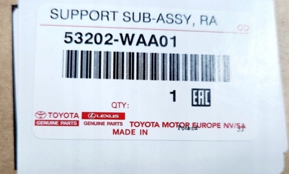 Toyota OE 53202-WAA01 ПРАВИЙ КРОНШТЕЙН РАДІАТОРА КРІПЛЕННЯ ПЕРЕДНІЙ РЕМІНЬ TOYOTA SUPRA GR 2020+ OE