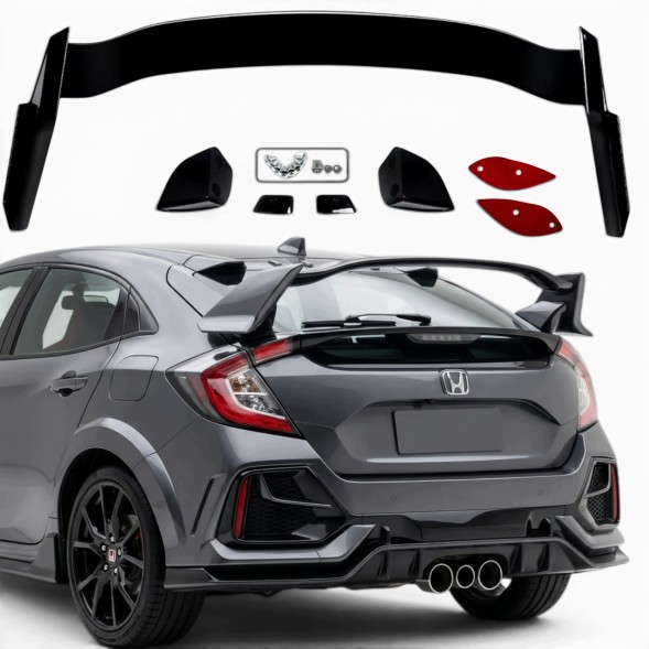 Китай Lotka Spoiler Honda Civic Hatchback 2016-2021 Czarny Połysk Спойлер для Honda Civic Hatchback 2016-2021, чорний, накладка